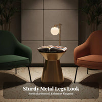 Marble Top Wire Mesh Side Table Luxury Design Nightstand Minimalist Design Living Room Furniture Long-Lasting Construction for Hospitality Professionals, Interior Designers, Bedroom, Small Areas, Reception Area, Office