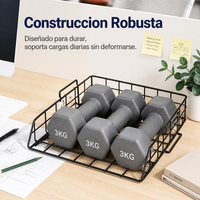 Organizador de escritorio para oficina, bandejas apilables de metal negro, 1 estante, 29,2 x 33 x 7,5 cm