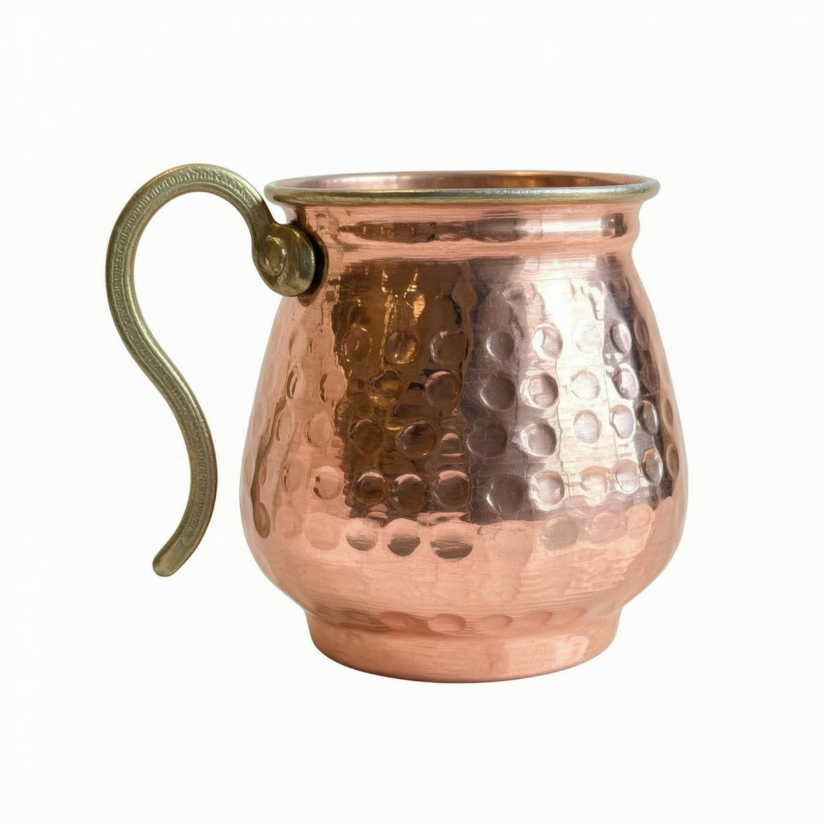 Copper-Colored Turkish-Style Yogurt Cup Silver-Lined Hammered Metal Cup for Cold Water