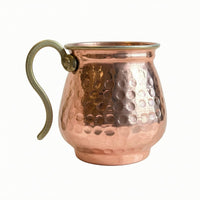 Copper-Colored Turkish-Style Yogurt Cup Silver-Lined Hammered Metal Cup for Cold Water
