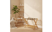 Bamboo Luggage Rack with Shelf Space-Saving Furniture Heavy-Duty for Guests