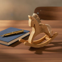 Wooden Rocking Horse Rustic Rocking Horse Figurine Handcrafted Tabletop Decor for Shelf, Entryway
