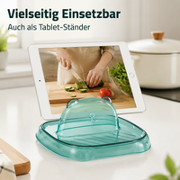 Lid holder, kitchen utensil holder & lid organizer, rectangular, PET, 17x15x7cm, for lids and spoons, splash-proof
