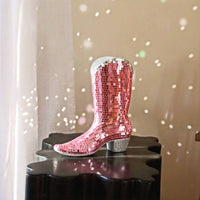 Reflective Tiles Disco Style Boot Ornament Sparkling Disco Boot Ornament Glossy Finish