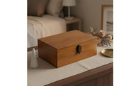 Japanese Design Wooden Lock Box Lockable Desktop Organizer Box Decorative Wood Storage Chest Compact for Desk, Office, Dressing Table