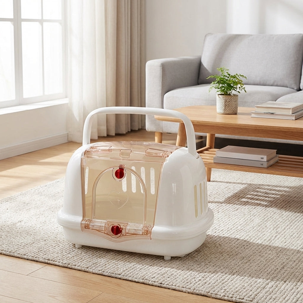 Cat Carrier Hard Sided Pet Travel Carrier PP Material Pet Transport Box with Slotted Sides, Cat Travel Box for Transport