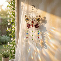 Faceted Beads Crystal Butterfly Suncatcher Floral Accents Butterfly Sun Catcher Multicolored Rainbow Creator Ornament Teardrop Pendants
