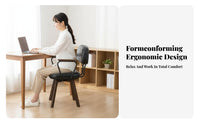 Retro Design Upholstered Vanity Chair Curved rearrest Upholstered Shell Chair with casters Mobile Casters rotating Armchair Plush Comfort for Students, Office Workers, Teens, dressing area, Bedroom, Dormitory