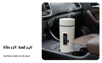 12V/24V Car Kettle Digital Display Car Heating Cup Fast Boiling 12V/24V Travel Kettle for Commuters, Truckers, Road Trips, Camping