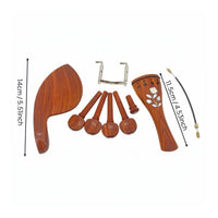 Violin Chinrest Tailpiece Pegs Set Flower Inlay 4/4 Violin Fittings Set for Violinists