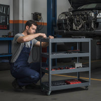 Four-Tier Utility Cart Multi-Purpose Metal Cart with Handle Space-Saving