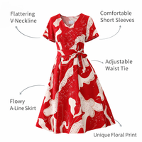Summer Dress for Plus Size Women with V-Neck and Flattering Midi Length, Loose Waist Design for Comfortable Casual Wear, Polyester Material
