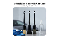 3 Pieces Long Handle Car Detailing Brush Set Zippered Mesh Bag Auto Detailing Brushes Hanging Hole Car Cleaning Brush Kit Multi-Purpose for Tight Areas
