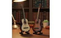 2 Pieces Miniature Guitar Model With Stand Classical Guitar Figurine Polished Surface House Decoration for Desk, Bookshelf