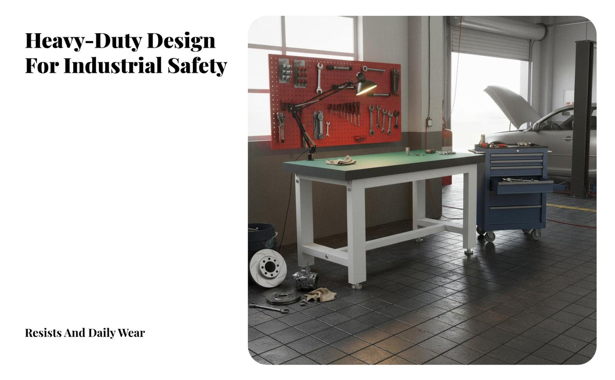 Heavy Duty Workbench High Load Capacity Anti Work Table Sturdy Construction Industrial Repair Bench for Technicians, Repair Specialist S, Basement
