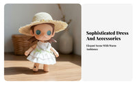 BJD Outfit Set Collector's Item Doll Dress and Hat Set Soft Textile White Summer Doll Dress for Seasonal Display