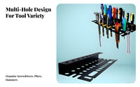 Space Saving Wall Mounted Tool Rack Multi-Size Slots Wall Mounted Tool Organizer Heavy-Duty for Electricians, Workshop, Workbench, Warehouse