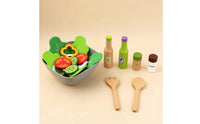 Wooden Salad Set Child-Centered-Influenced Salad Playset Realistic Pretend Play Pretend Play Set with Bowl for Playroom