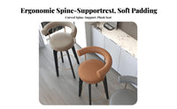 Rotating Wooden Stool with Woven Seat full Wood Bar Chair mid-centuryera Modern Design Home Seating Built-in Footrest for Restaurant Owners, Homeowners, Interior Designers, Kitchen Island, Cafe, Dining Area