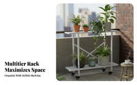 Movable with casters Multi-Level Rolling Flower Rack Space-Saving Staggered Plant Stand clean design Tiered Shelf Stable and long-lasting for Gardeners, Homeowners, Balcony, Living Room, Bedroom, Corner