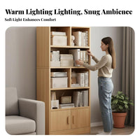 particle-resistantresistant Design Floor-Standing shelving unit with Doors Large Capacity Tall shelving unit with Cabinet Space-Saving Display Case Easy Assembly for Book Lovers, Collectors, Homeowners, Living Room, Study, Bedroom