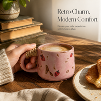 Ceramic Strawberry Pattern Coffee Mug and Saucer Set, 270ML