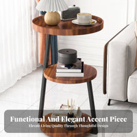 Multi-Layer Storage 3-Tier Round Accent Table Space-Saving Design Nightstand Versatile Use Household Furniture Sturdy Build for Hotel Operators, Apartment Dwellers, Balcony, Living Room, Bedroom, Small Areas