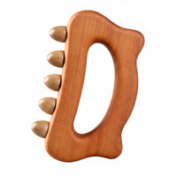 Fatigue Relief Sandalwood Acupressure Brush Ergonomic Hand Strap Wooden Meridian Brush Handheld Body Sculpting Tool for Home
