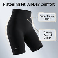 Elastic High Waist Cycling Shorts for Women with Compression for Gym and Running, Lightweight Nylon Biker