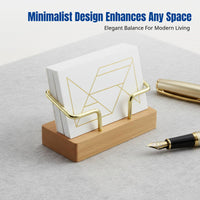 Walnut Wood Business Card Holder, Creative Desktop Card Stand, Modern Office Organizer