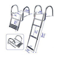 Mirror-Polished Boat Boarding Ladder Non-Slip Treads Folding Boat Ladder Curved Handrails Marine Accessory Cylindrical Frame
