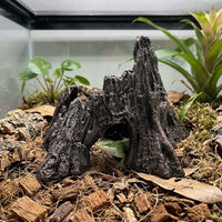 Rock-Textured Resin Reptile Hide, Crested Gecko Tank Accessories and Reptile Rock Hideout, Dark Brown Cave for Small Frogs and Amphibians, 10cm