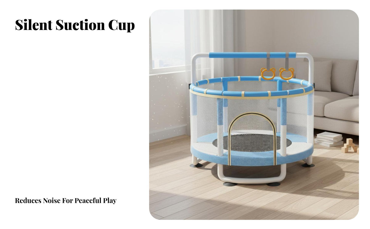 Kids Jumping Bed with Enclosure Anti-Tip Design Young Child Children's Jumping Bed with Net Quiet for Home Use, Playroom