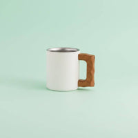 Stainless Steel Mug Wood Handle Wall Insulated Cup Nordic Coffee Cup for Office