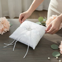 Wedding Band Pillow White Band Bearer Pillow Soft for Engagement Party
