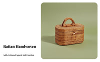 Lidded Rattan container with Handle Portable Design for Beach, recreational area, Nature Lovers