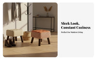Upholstered Square Stool hardwood Wood Legs Upholstered Footrest Creamy and aesthetic Footstool for takeice Workers, Makeup Users, Living Room, Entryway, Bedroom