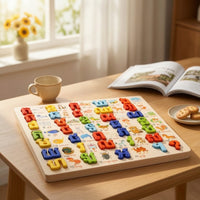 Interactive Wooden Puzzle Board Cognitive Wooden Puzzle Preschool Learning Board Movable for Toddlers