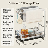 Bathroom Sink Organizer and Drain Rack for General Public, 304 Stainless Steel Tidy Organiser, Versatile Countertop Sponge