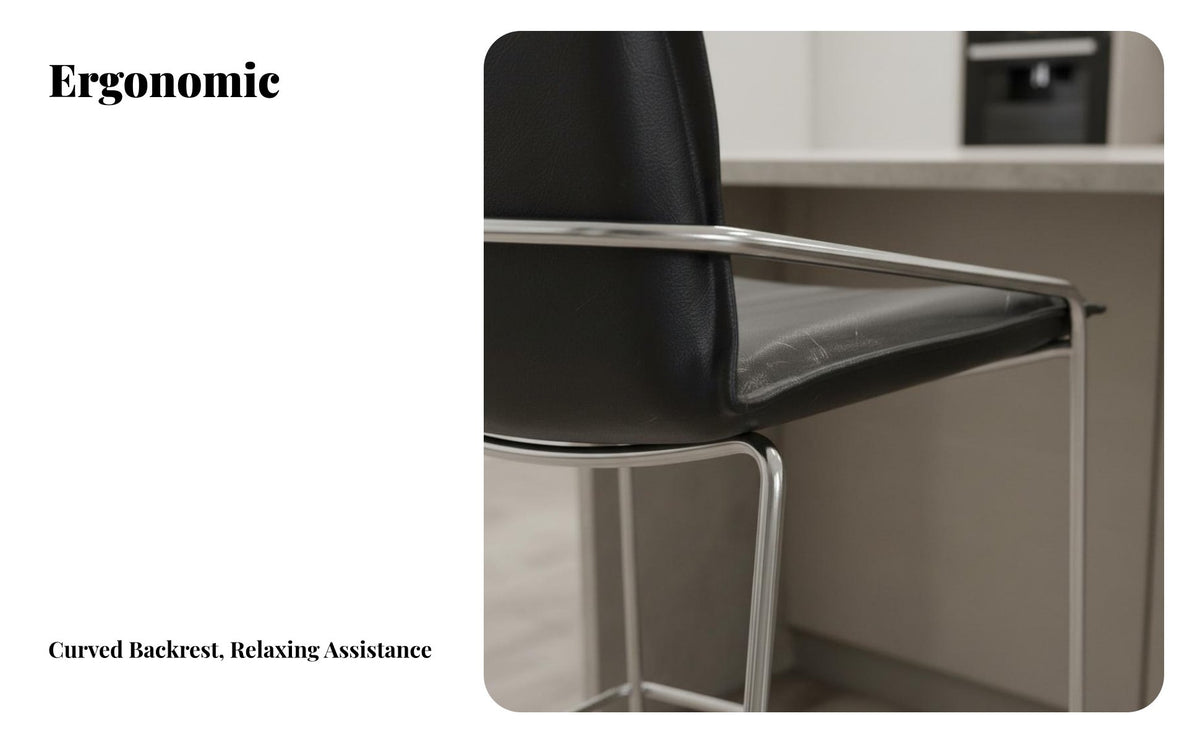 Light Luxury Aesthetic Bar Chair with Footrest Household Furniture Upholstered Seat Soft Cushion for Cafe Owners, Homeowners, Adults, Kitchen Island