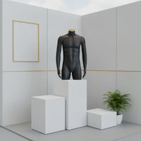 Half-Body Display Mannequin Neckless Male Mannequin Fixed Pose Torso for Retailers