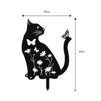 Weather Resistant Hollow-out Garden Stake Easy to Install Cat Outline Stake Black Cat Garden Decoration for Gardeners