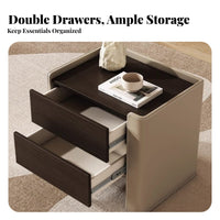 Italian design Single-Drawer Cabinet with Open Shelf Minimalist Design Nightstand Integrated Handle Bedside Table Space-Saving for Homeowners, Apartment Dwellers, Adults, Beside the Bed, Guest Room