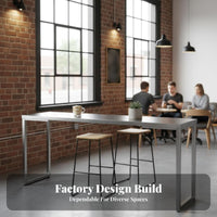 Urban design Long Wall-Side High Table with Stools long-lasting Metal Frame Narrow Counter Height Table with Stools Space-Saving Design Commercial Furnishing Modern Look for Cafe Owners, Homeowners, Entertainers, boba Tea Shop, Bar, Small Spaces, Kitchen