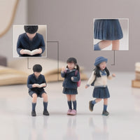 3 Pieces 1/64 Schoolchildren Figures Hand Painted Miniature People Figurines Delicate Diorama Figures for Hobbyists