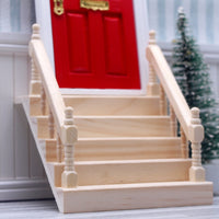 Wooden Dollhouse Staircase Stepped Design Dollhouse Stairs Smooth Finish Miniature Staircase