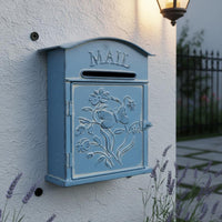 European Design Post Box Wrought Iron Wall-Mounted Mailbox Wall Mount Mailbox Resistant Embossed Post Box for Office