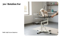 Hands-Effortless Foot Pedal Pneumatic Lift Grooming Table Non-Slip Tabletop Adjustable Pet Grooming Table Heavy-Duty Frame Easy to Clean for Professional Groomers, Veterinary Office, Home