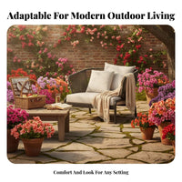 4 Pieces the manufacturerather-Resistant 4-Piece Woven Seating Set Plush paddings Outdoor Furnishing long-lasting Frame Conversation Group Easy to Clean for Hospitality Businesses, Entertainers, Patio, Garden, rearyard, waterside