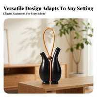 Rounded Base Sculptural Handled Vase Ornament Twin-Vessel Vase